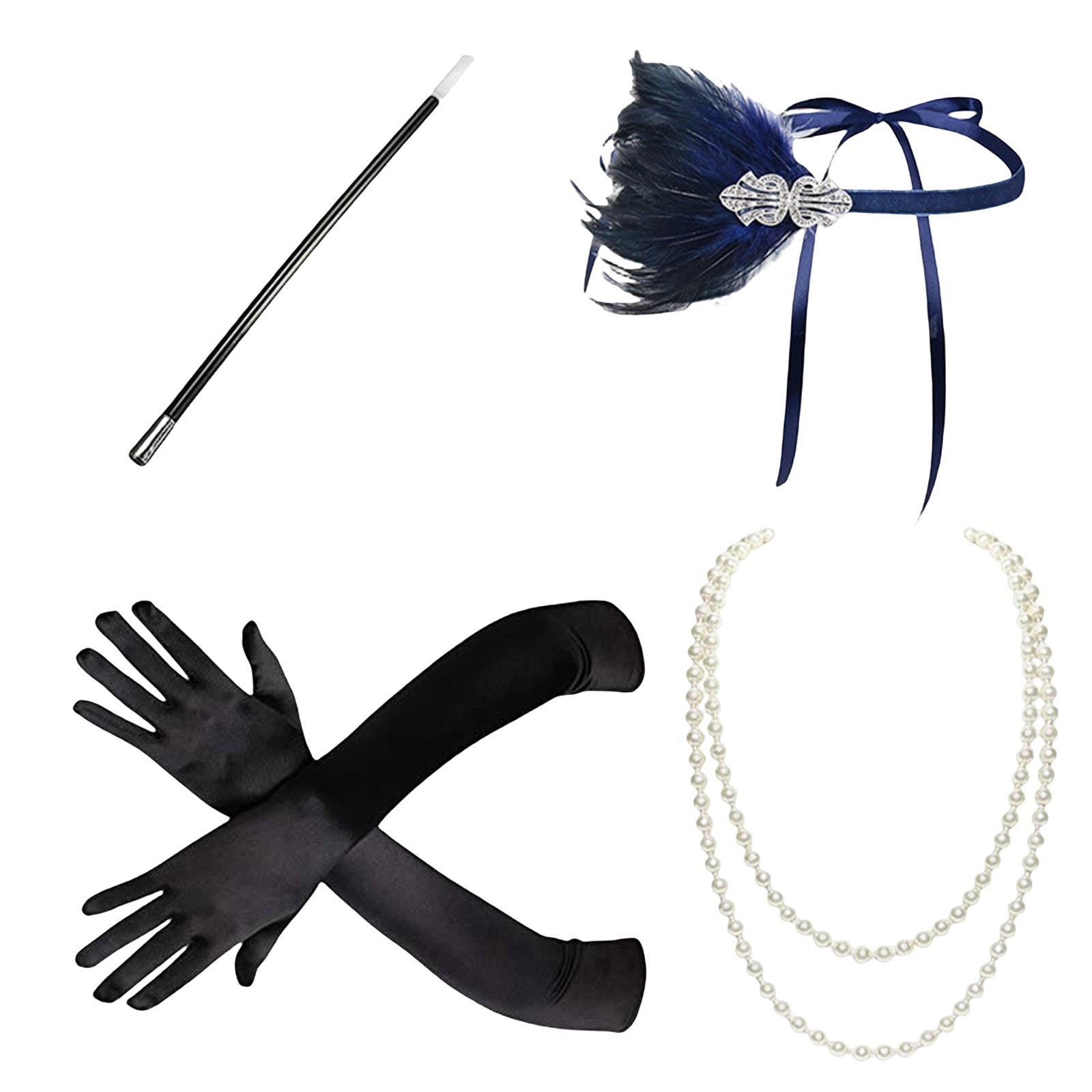 1920S Feather Headband Feather Headpiece for Theme Party Performances Stage 4 Pieces Blue
