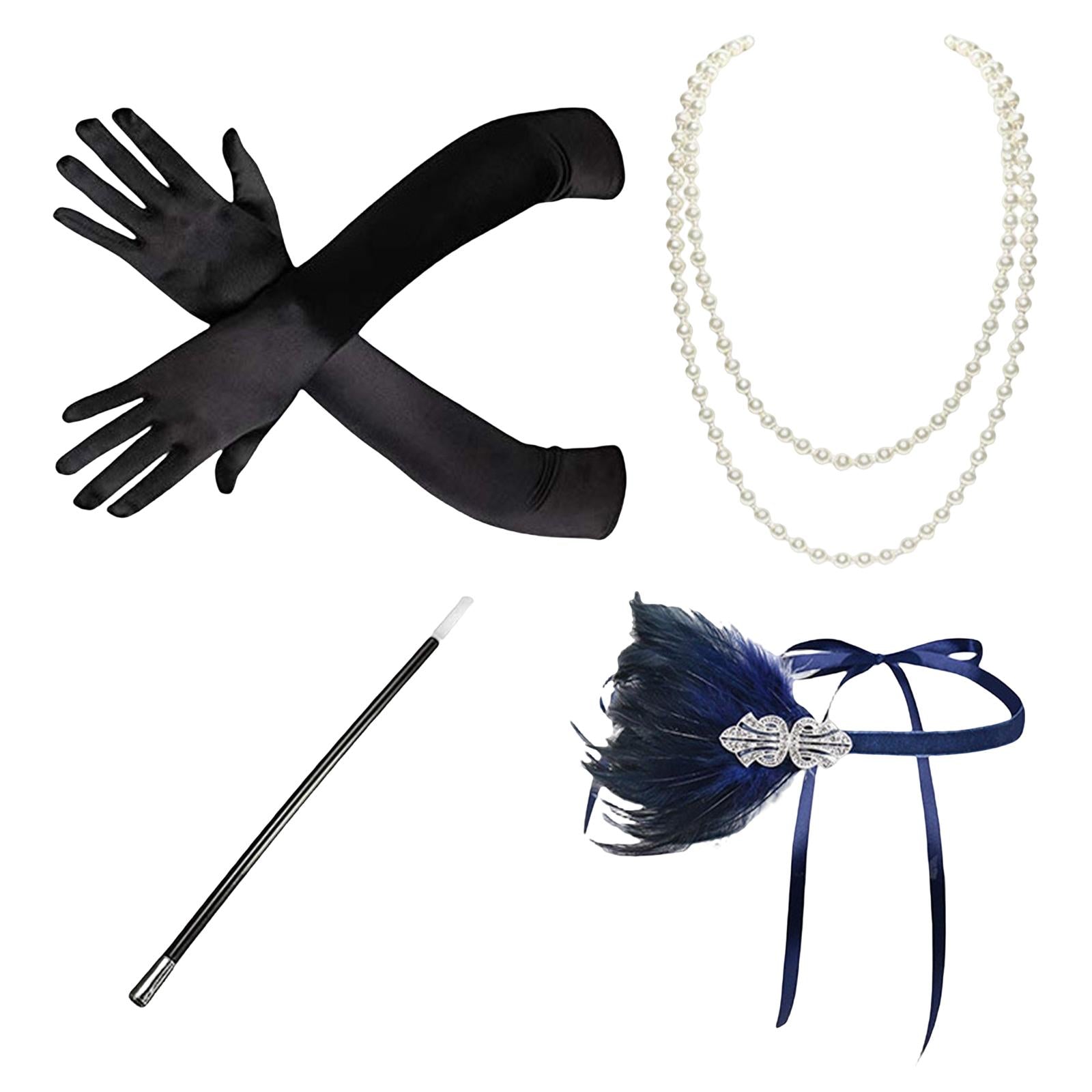 1920S Feather Headband Feather Headpiece for Theme Party Performances Stage 4 Pieces Blue
