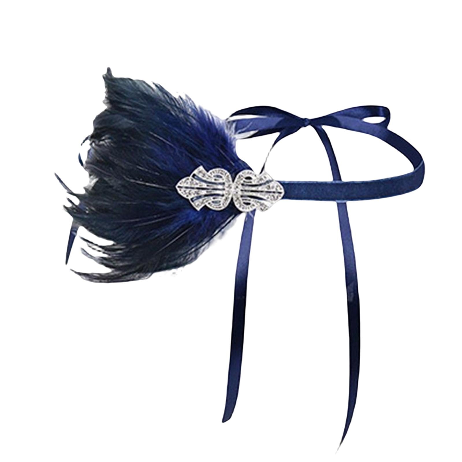 1920S Feather Headband Feather Headpiece for Theme Party Performances Stage 4 Pieces Blue