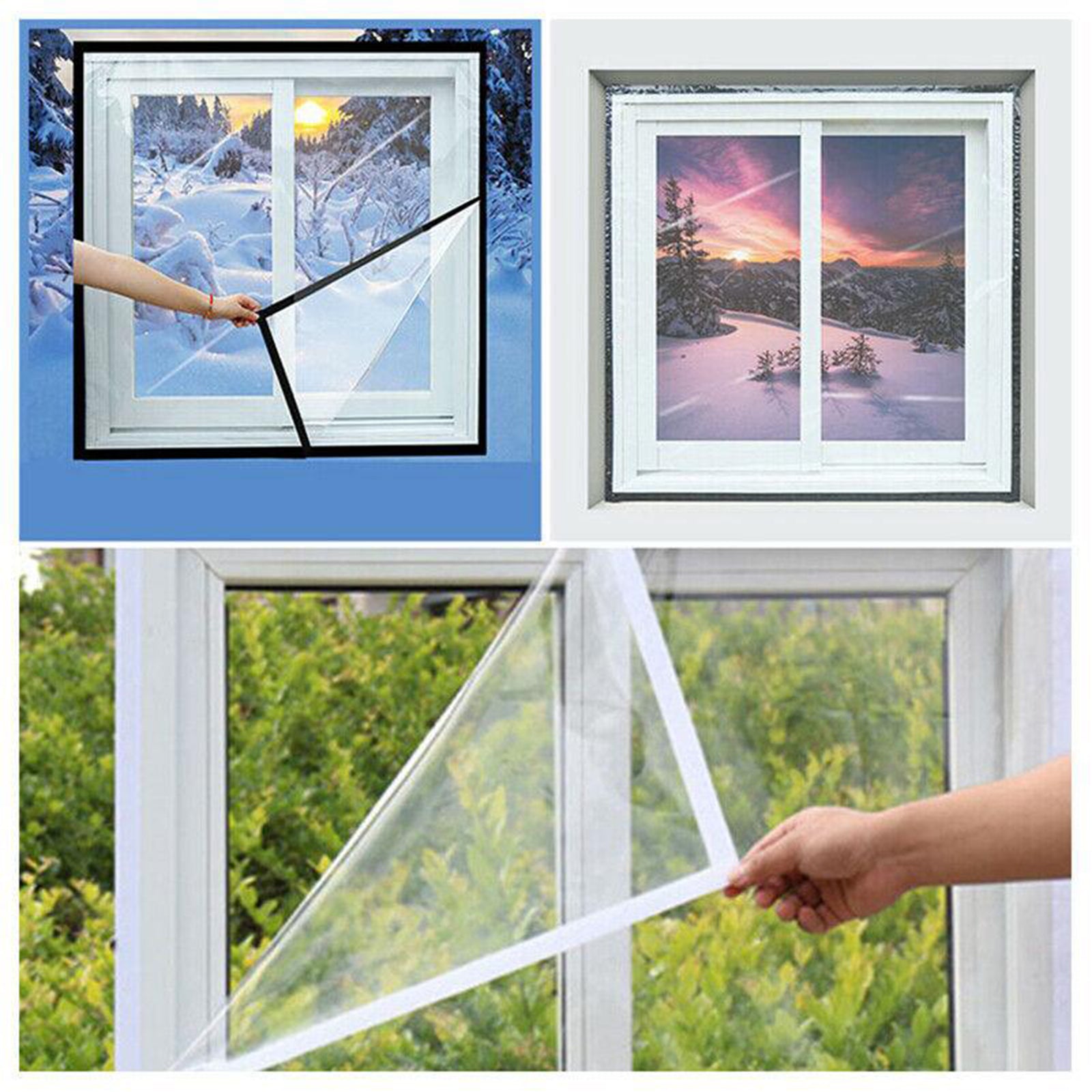 Winter Window Film Self-Adhesive Heat Insulation Windproof Warm 1x1m
