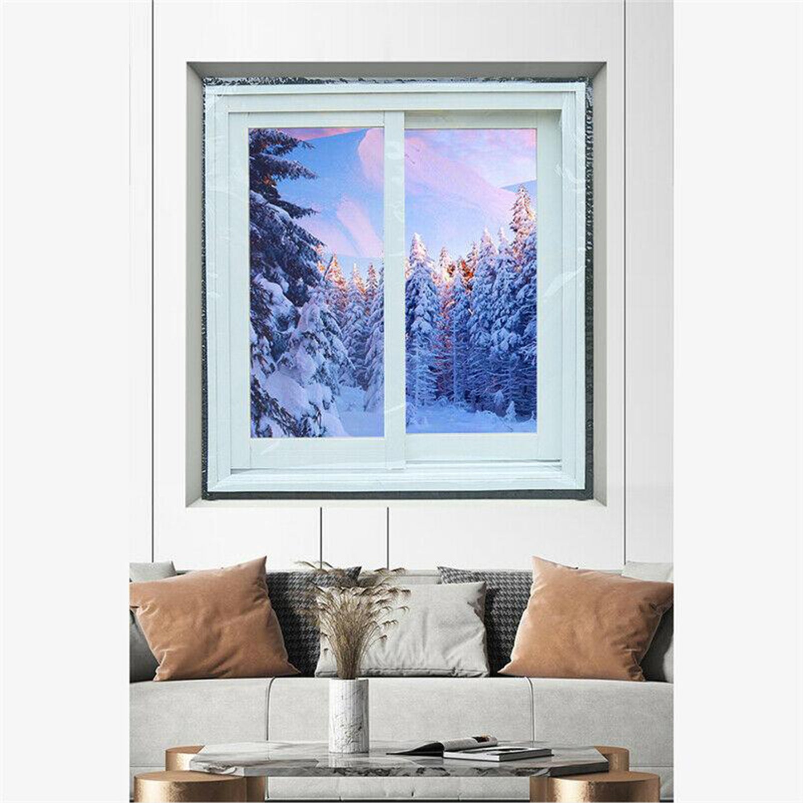 Winter Window Film Self-Adhesive Heat Insulation Windproof Warm 1.3x1.5m