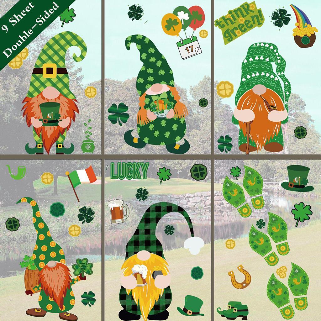 St. Patrick's Day Door Stickers Dwarf Footprint Glass Decorations Ornaments style 1