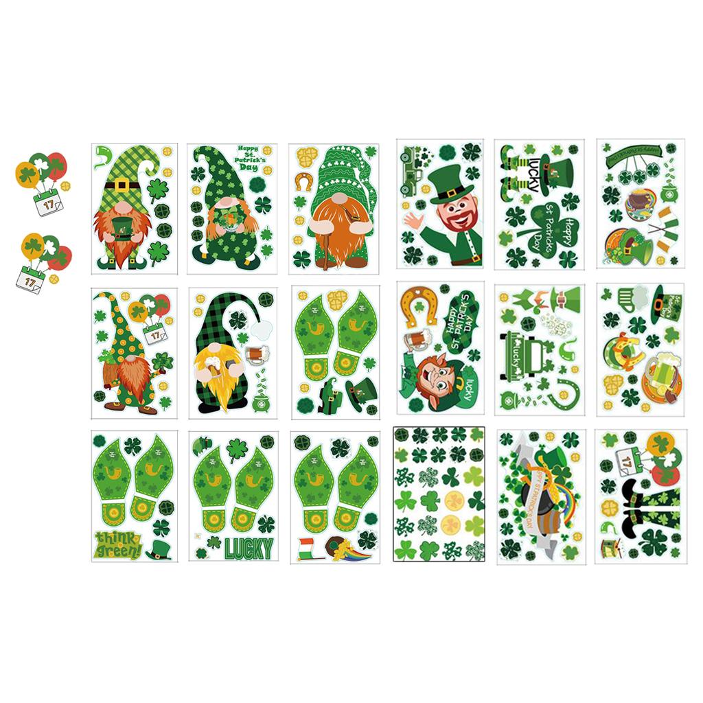 St. Patrick's Day Door Stickers Dwarf Footprint Glass Decorations Ornaments style 1