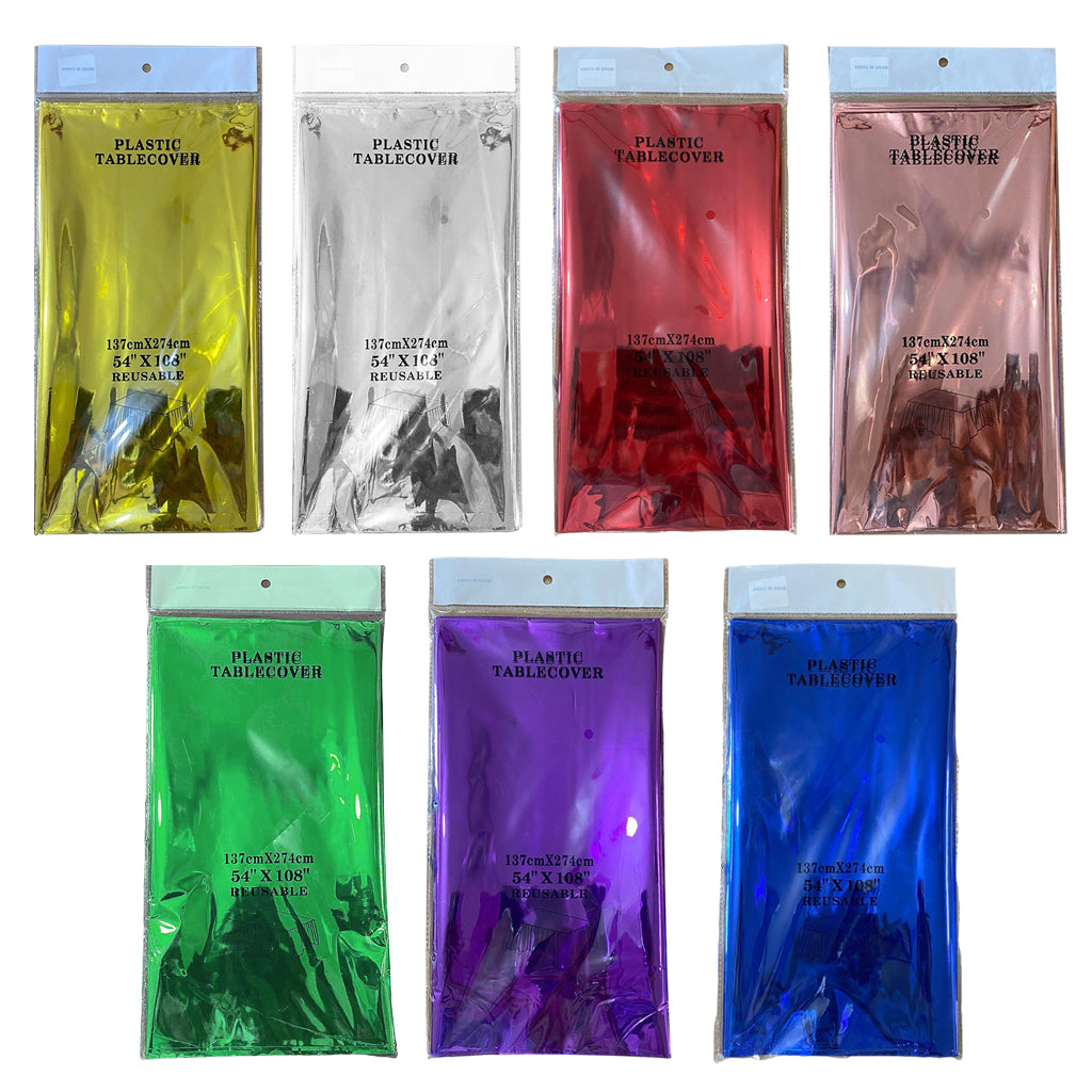 Foil Plastic Tablecover Party Tablecloth Rectangle 7 Colours Golden