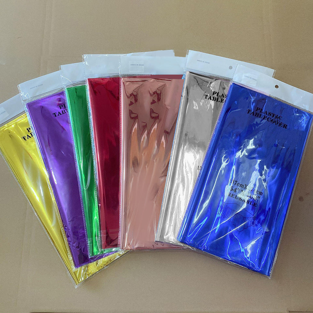 Foil Plastic Tablecover Party Tablecloth Rectangle 7 Colours Golden