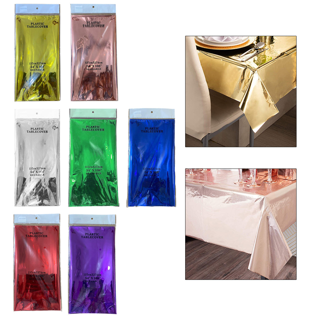 Foil Plastic Tablecover Party Tablecloth Rectangle 7 Colours Golden