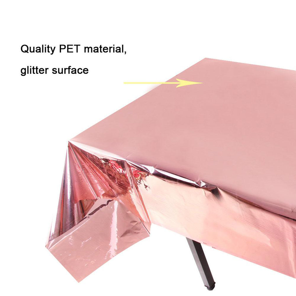 Foil Plastic Tablecover Party Tablecloth Rectangle 7 Colours Rose gold
