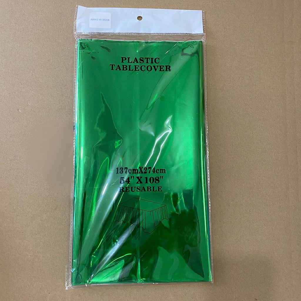 Foil Plastic Tablecover Party Tablecloth Rectangle 7 Colours Green