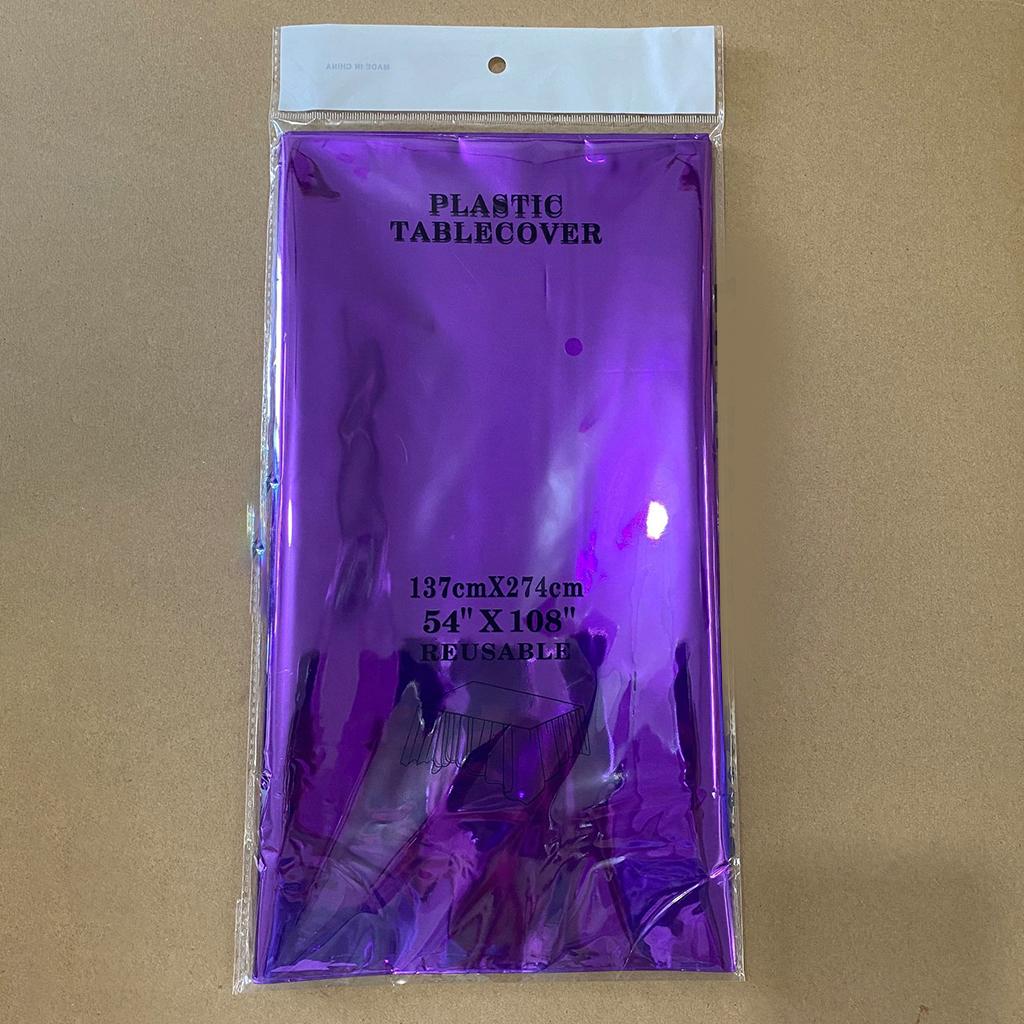 Foil Plastic Tablecover Party Tablecloth Rectangle 7 Colours Purple