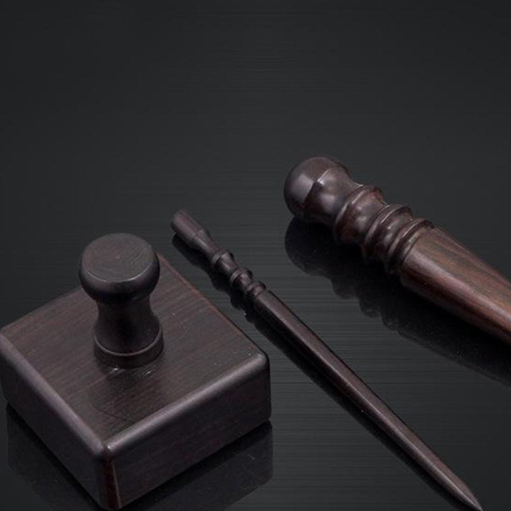 Ebony Wood Leather Slicker Burnisher Leather Craft Working Chamfering Device 3 in 1