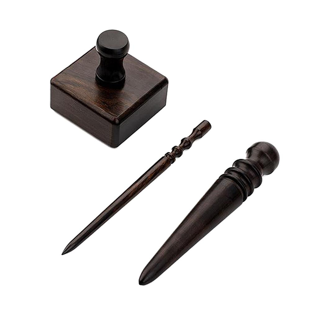 Ebony Wood Leather Slicker Burnisher Leather Craft Working Chamfering Device 3 in 1