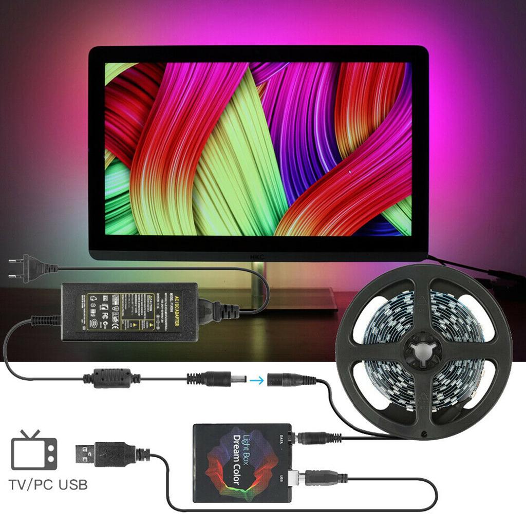 1M/2M/3M/4M/5M RGB 5050 LED Strip Lights Color Changing Tape Light for TV 5m