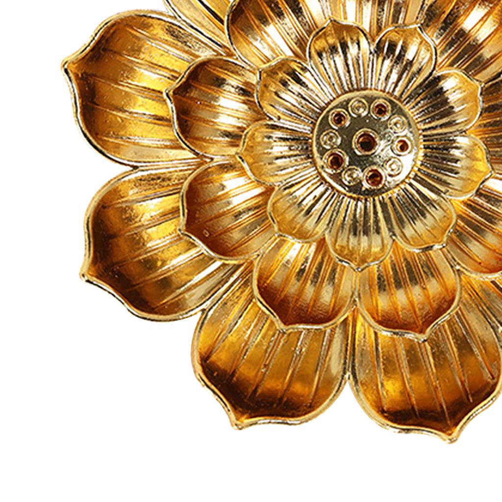Alloy Lotus Incense Burner Stick Holder Plate Buddhism Censer Home Decor Golden 6 Holes