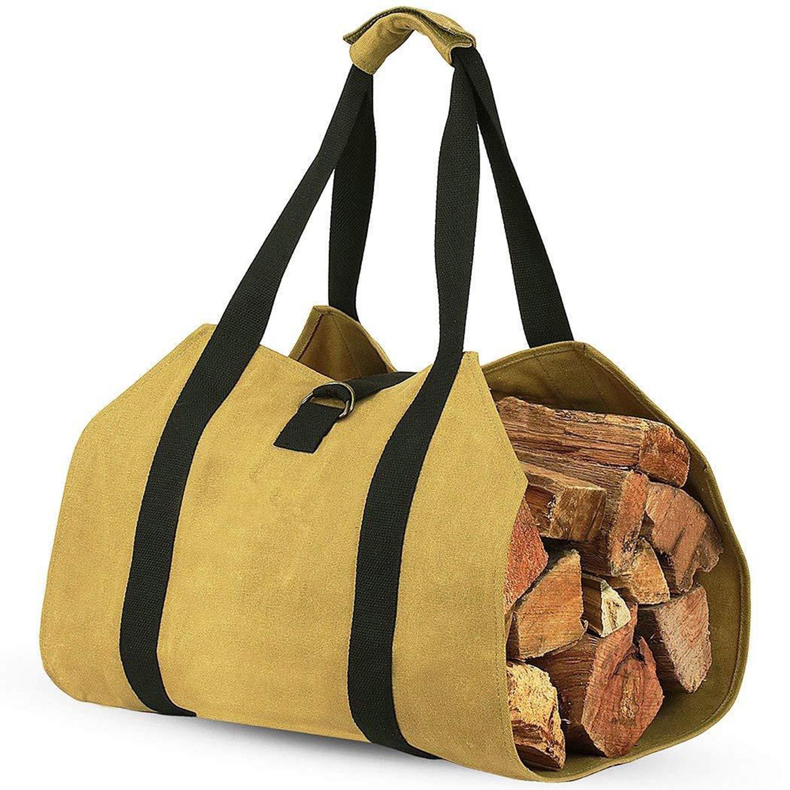 1pc Extra Large Log Carrier Bag Outdoor Firewood Holder Rack Heavy Duty