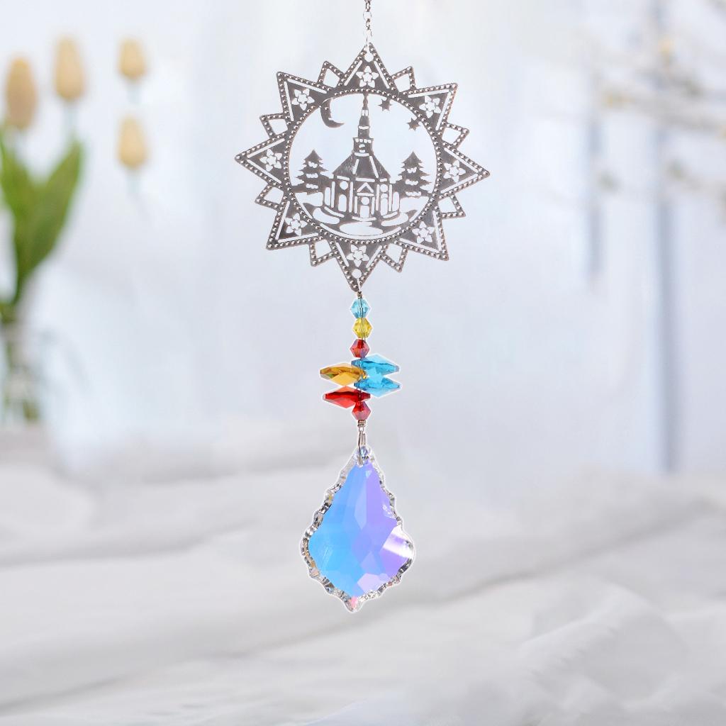 Crystals Rainbow Suncatcher Outdoor Indoor Hanging Ornament Prism Style E