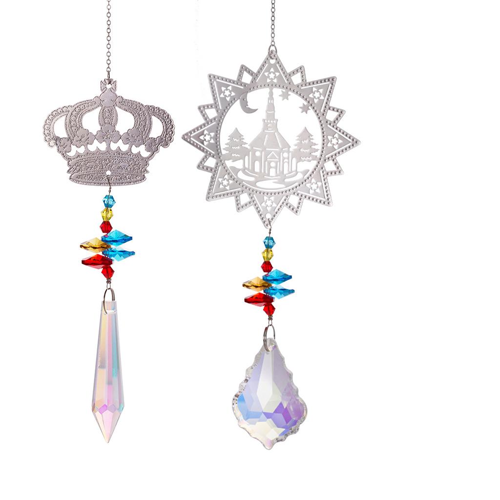 Crystals Rainbow Suncatcher Outdoor Indoor Hanging Ornament Prism Style E