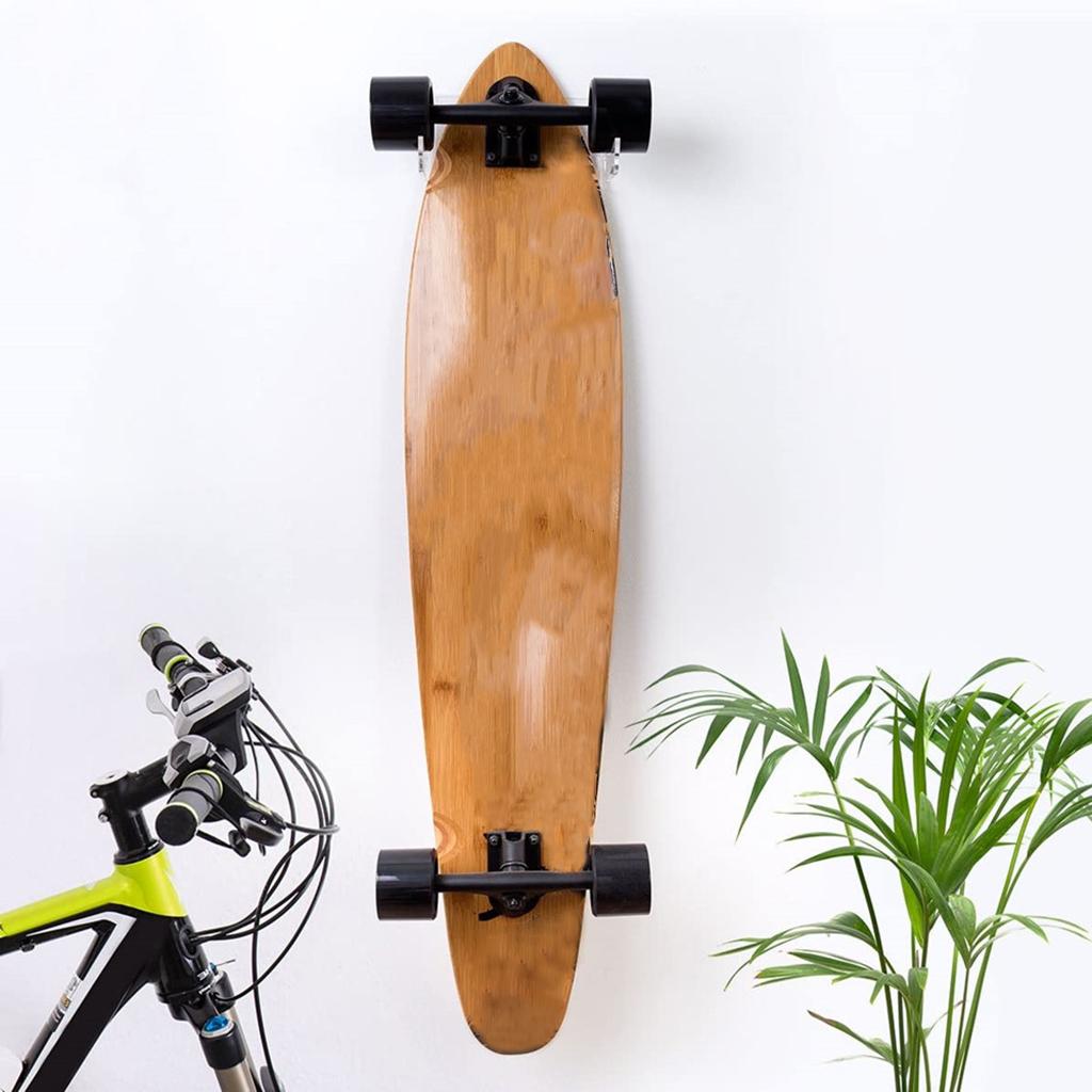 2Pcs Skateboard Holder Wall Mount Hanger Display Rack Bracket Hardware Clear