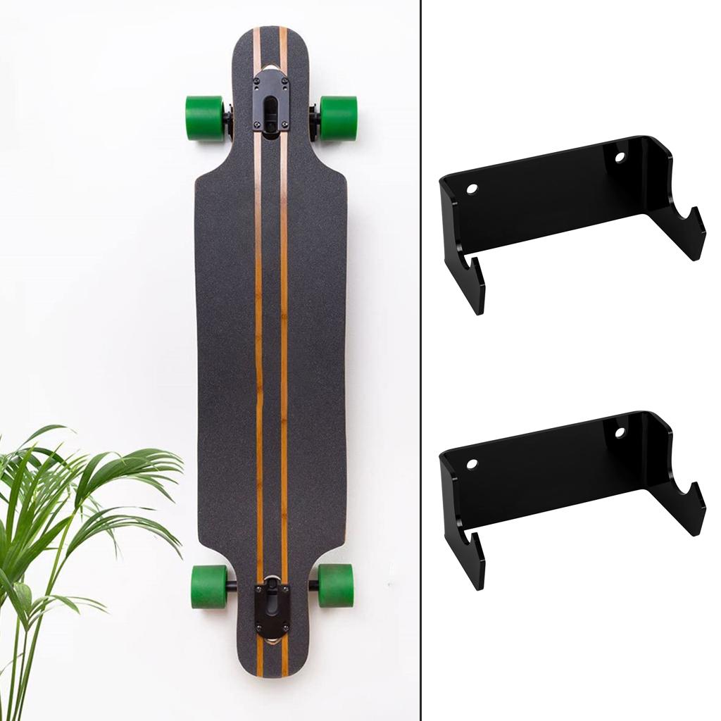 2x Skateboard Display Rack Longboard Hanger with Mounting Screws Black