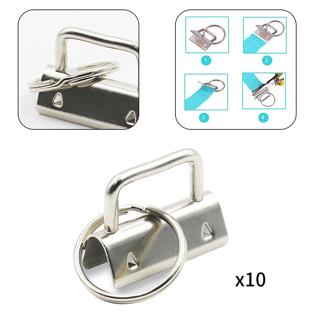 10/Pack Sliver Key Fob Hardware Key Chain with Key Ring 1.25inch Length