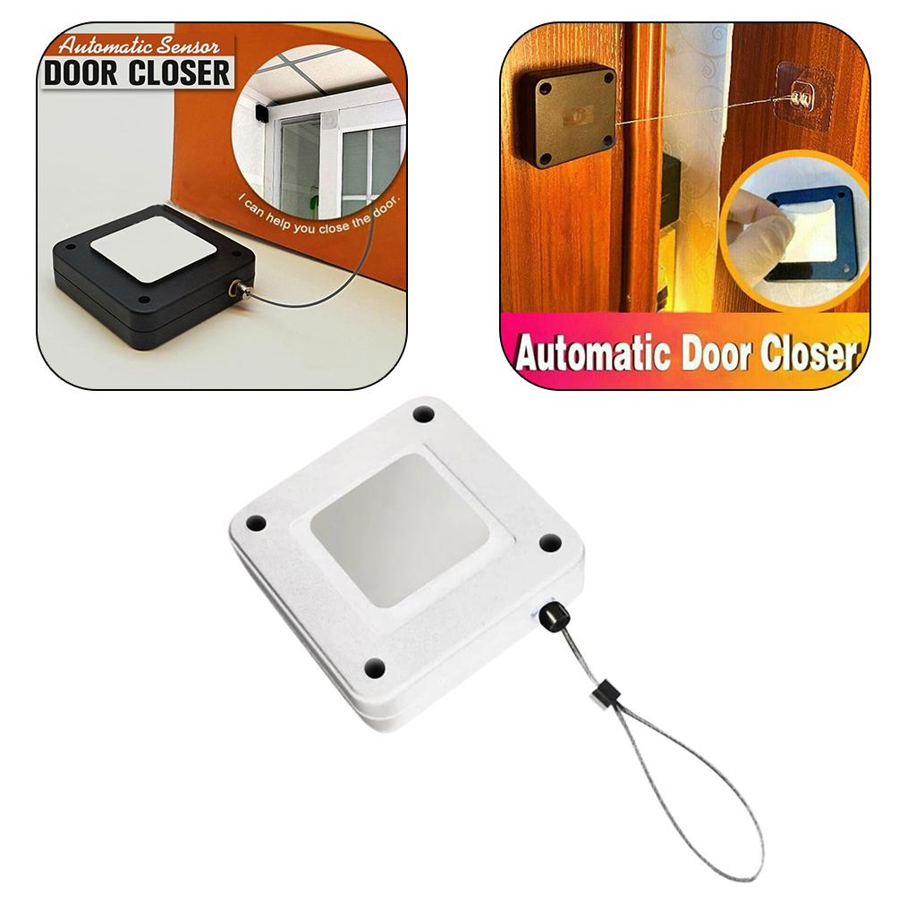 Automatic Sensor Door Closer Bedroom Home Office Punch Free Accessory White