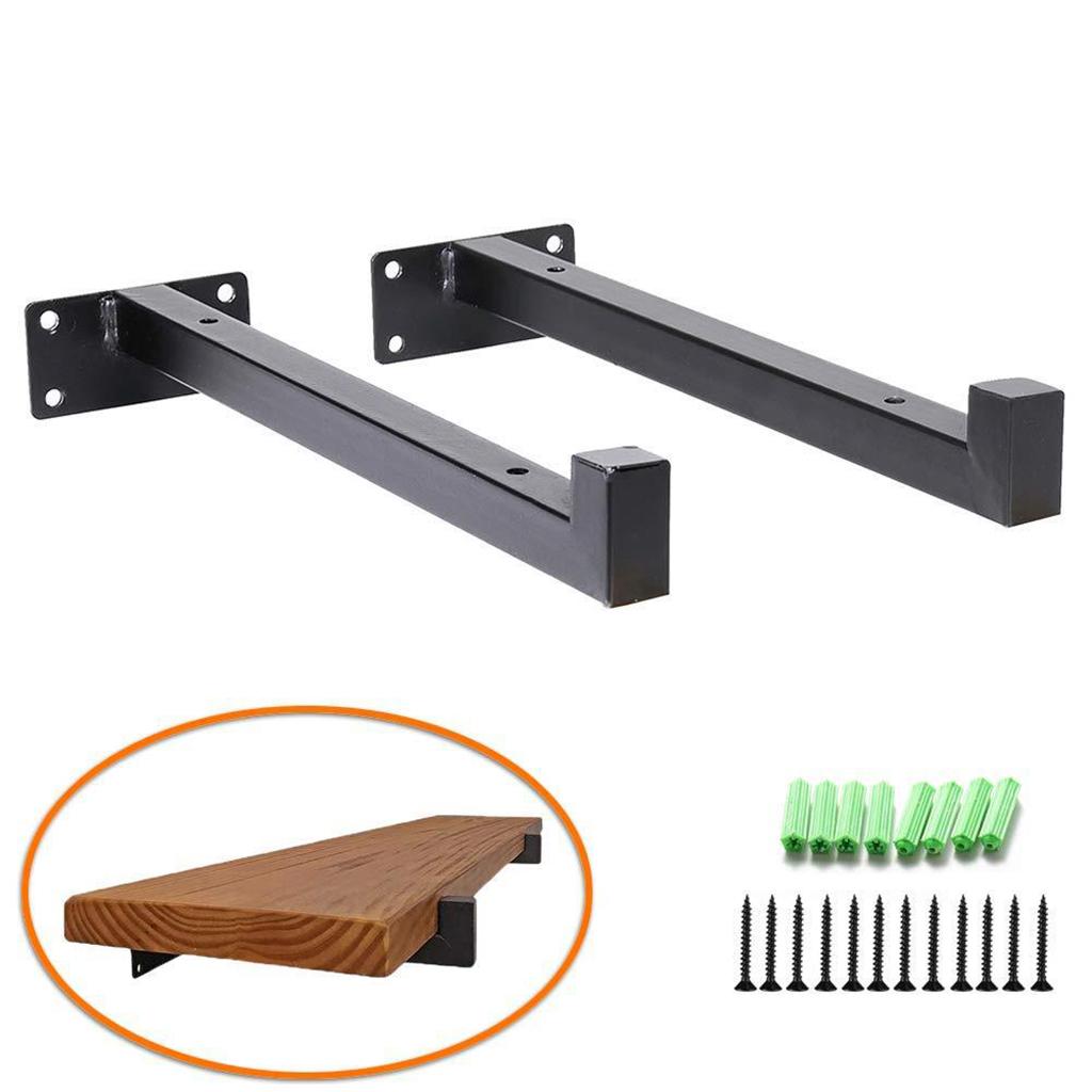 2pcs Wall Mounted Floating Shelf Brackets Home Bar Decor Square 20cm