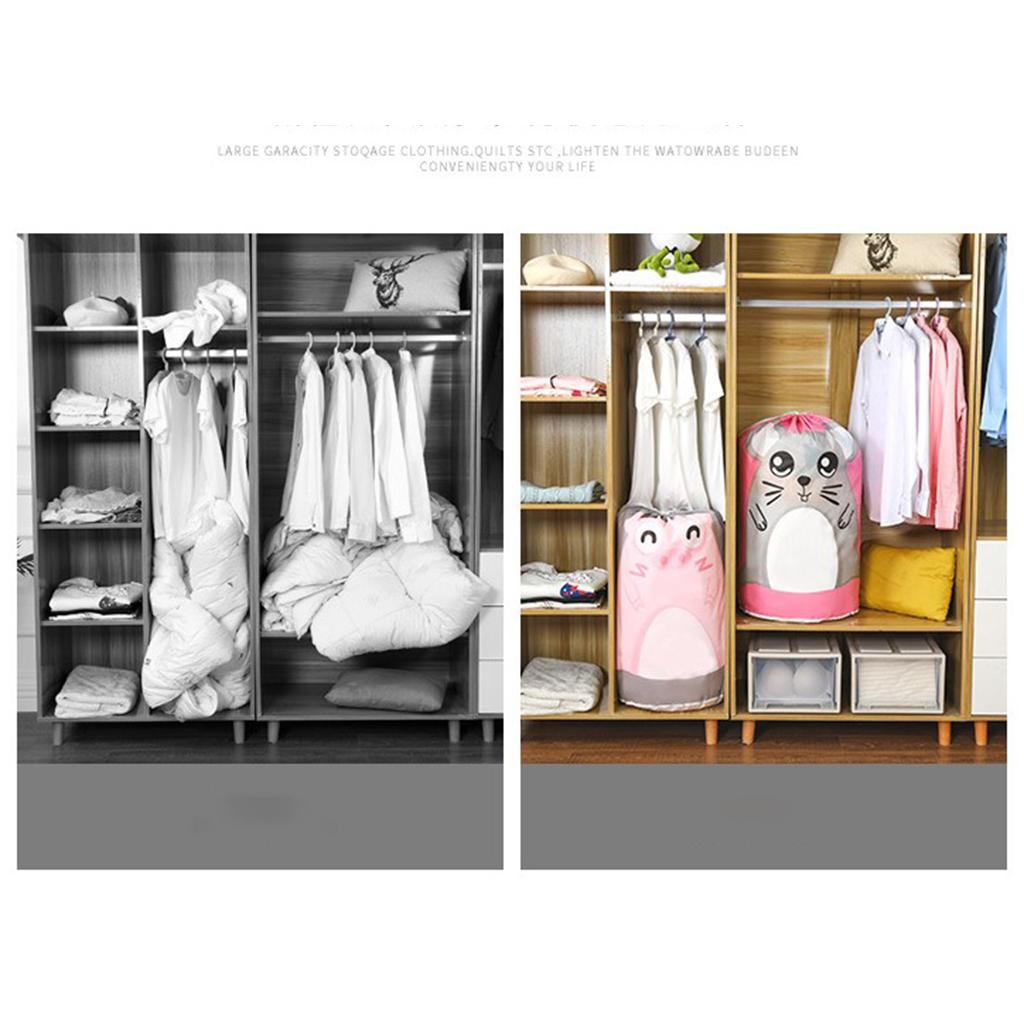 Collapsible Clothes Cotton Blanket Bed Cover Wardrobe Sweater Storage Bag Pink