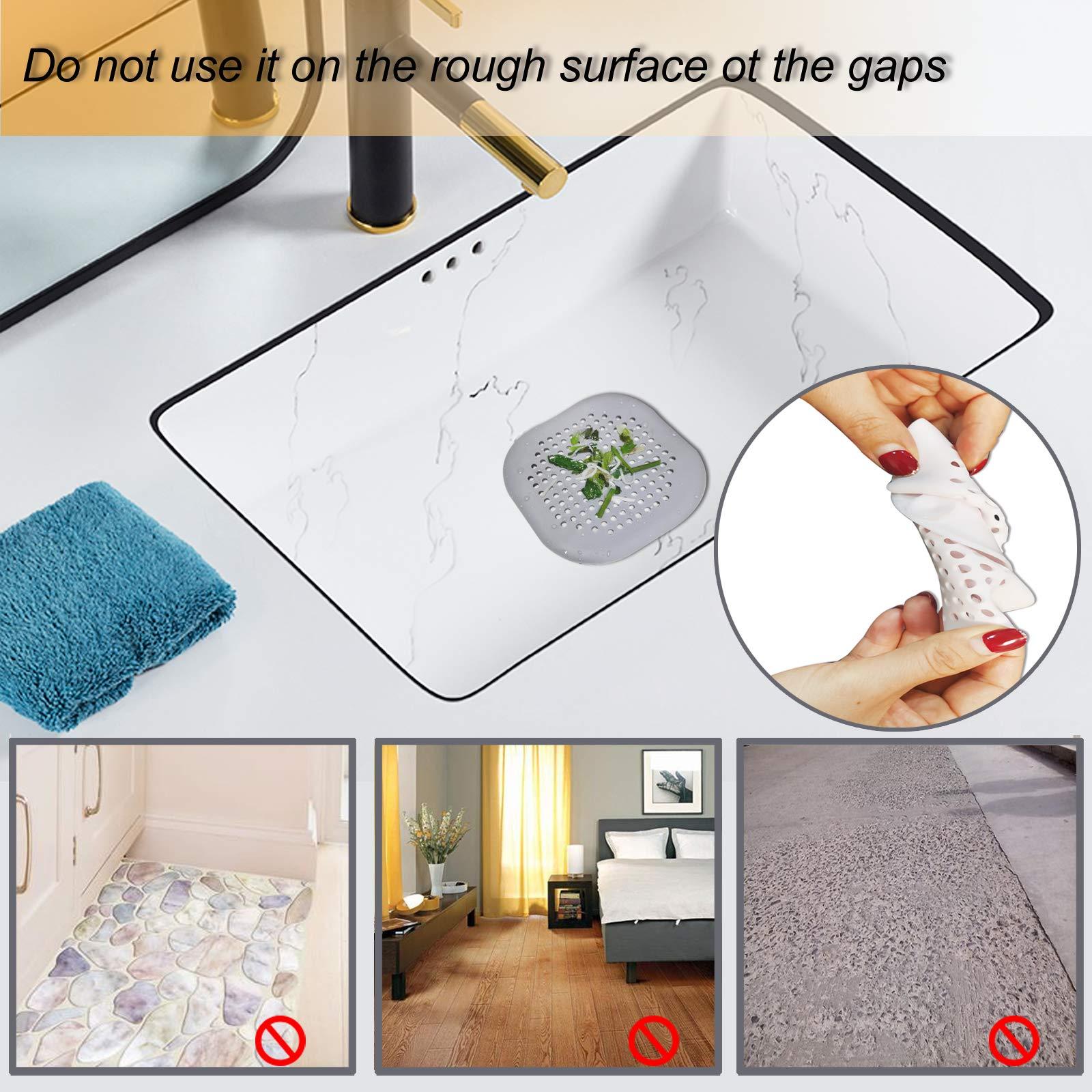 Drain Cover Drain Hair Catcher Flat Silicone Plug Sink Water Stopper Gray