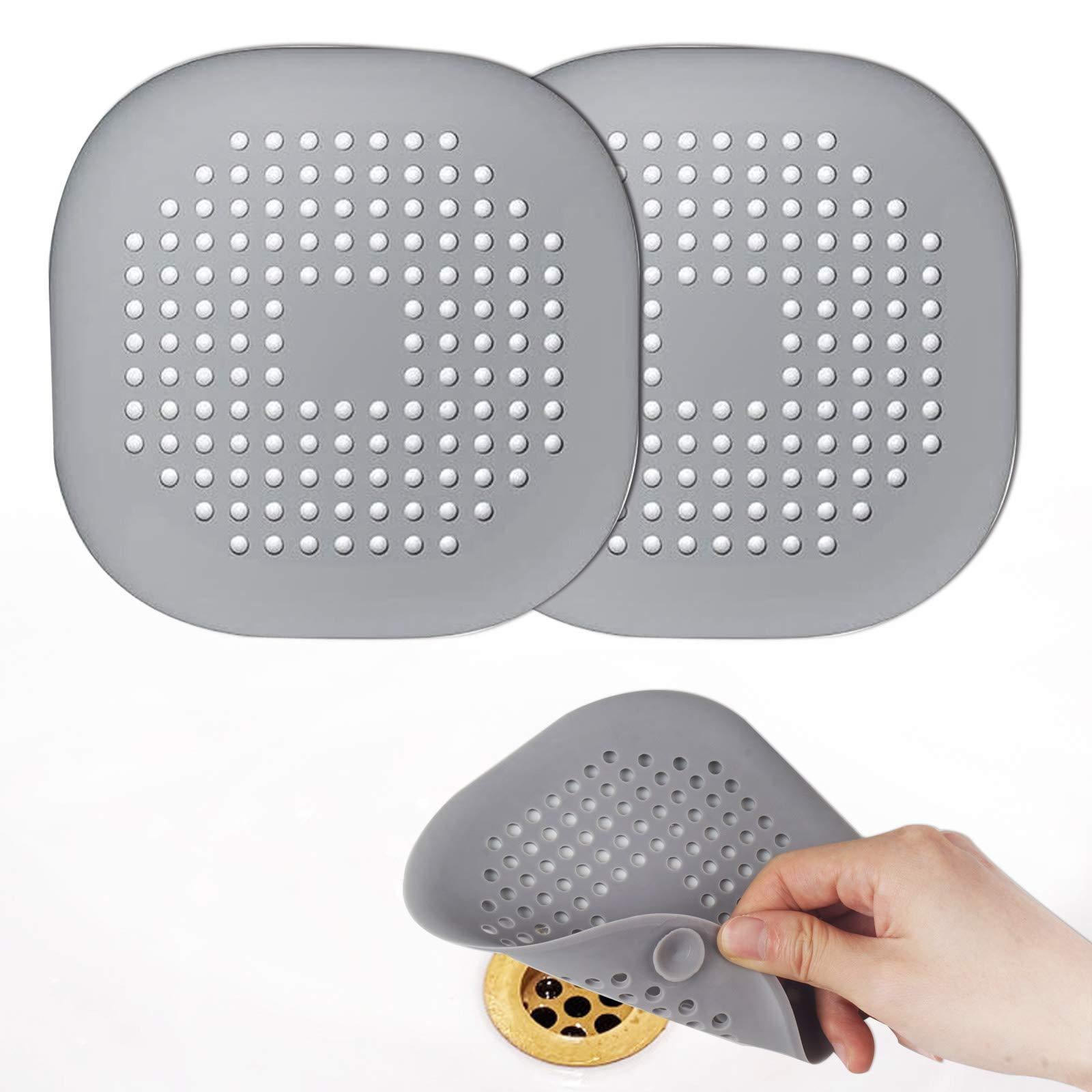 Drain Cover Drain Hair Catcher Flat Silicone Plug Sink Water Stopper Gray