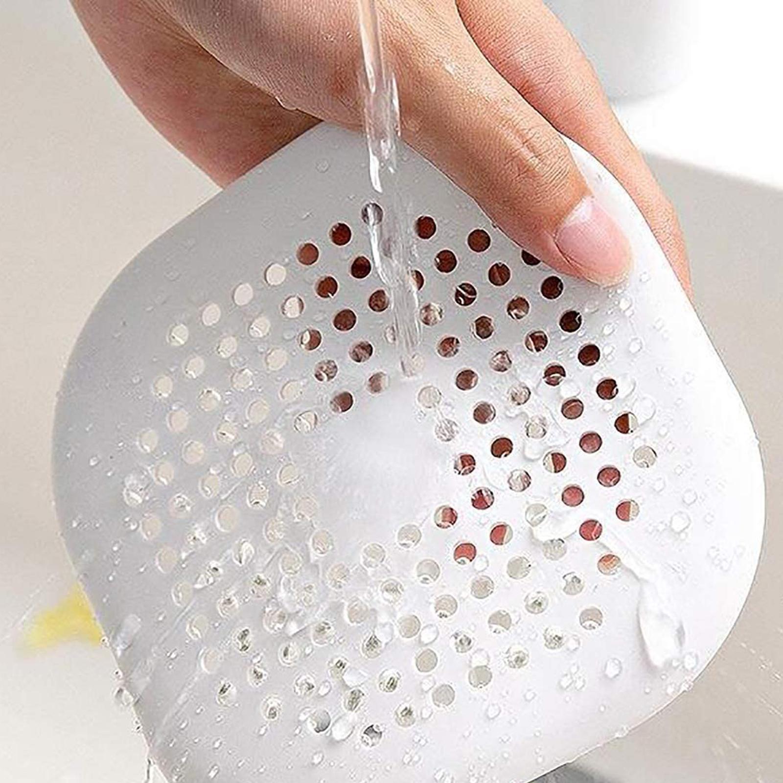Drain Cover Drain Hair Catcher Flat Silicone Plug Sink Water Stopper White