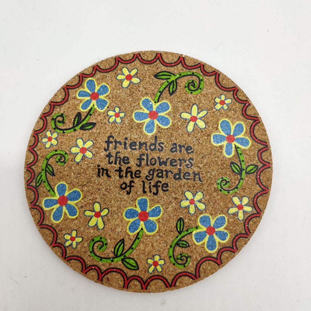 4pcs Natural Cork Drink Coasters Mandala Style Tabletop Mats Anti-Scratch