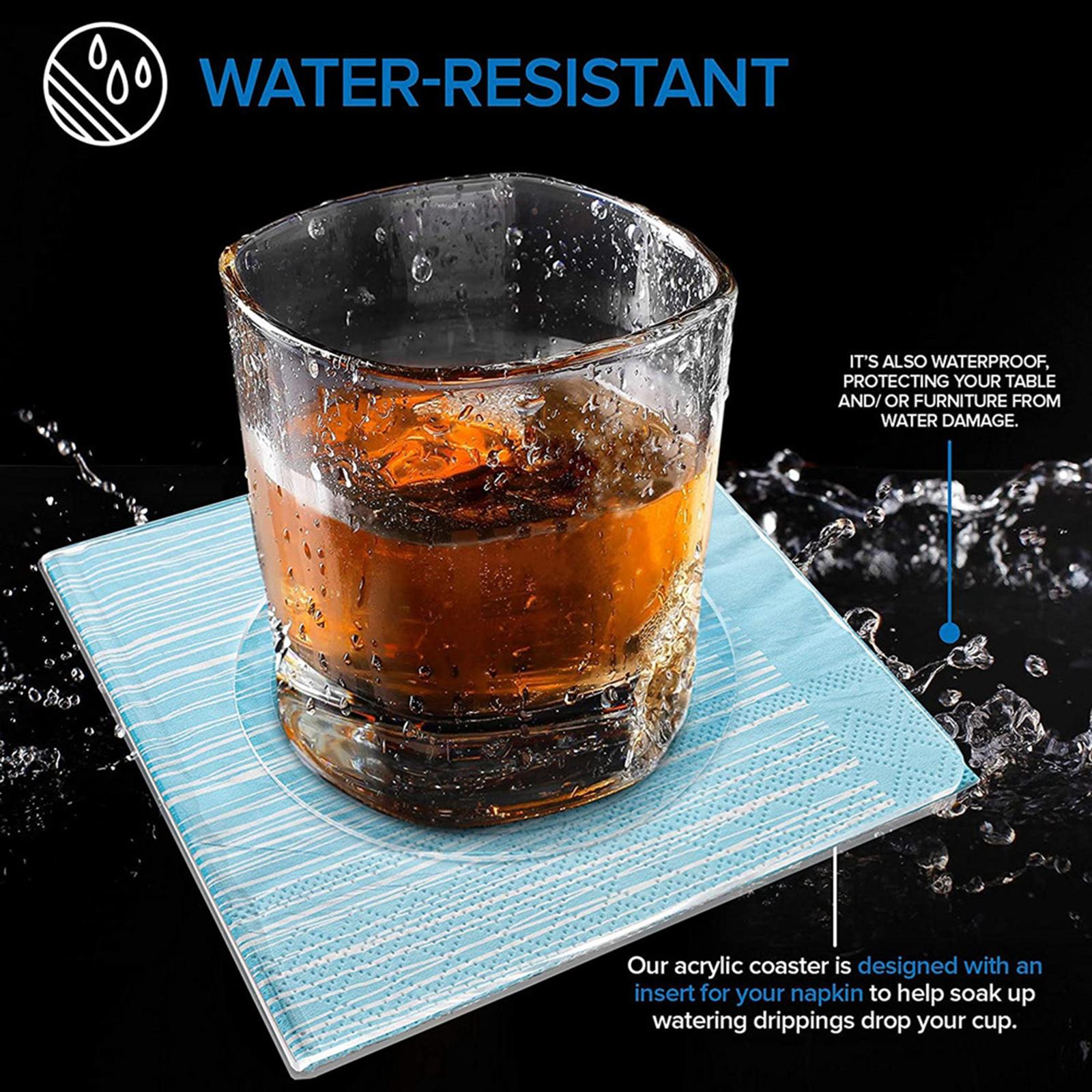 2Pcs Acrylic Napkin Holder Square Coasters Placemat Shatterproof Home Decor