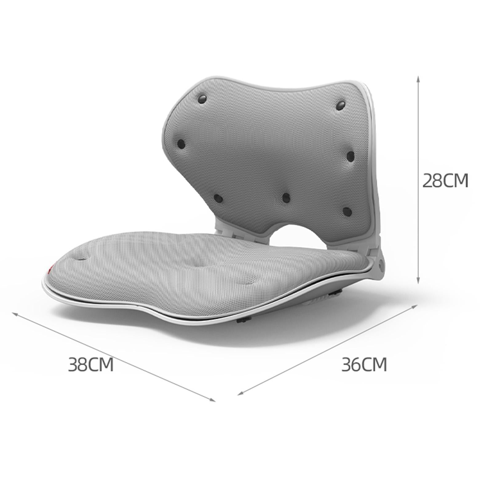 Foldable Lumbar Support Back Pillow Chair Cushion Japanese Style Pain Relief gray