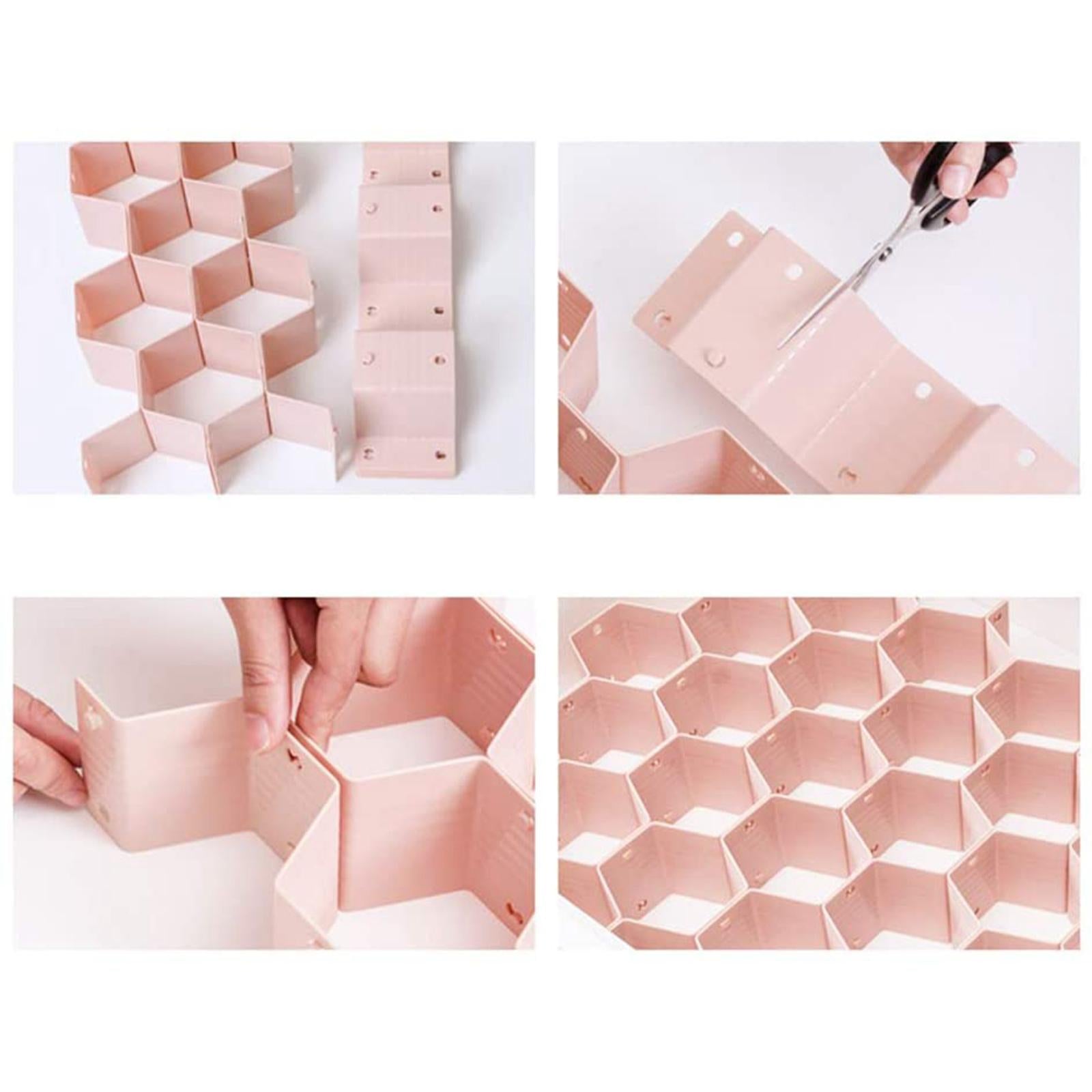 Honeycomb Closet Cabinet Sock Underwear Drawer Divider Organizer Pink