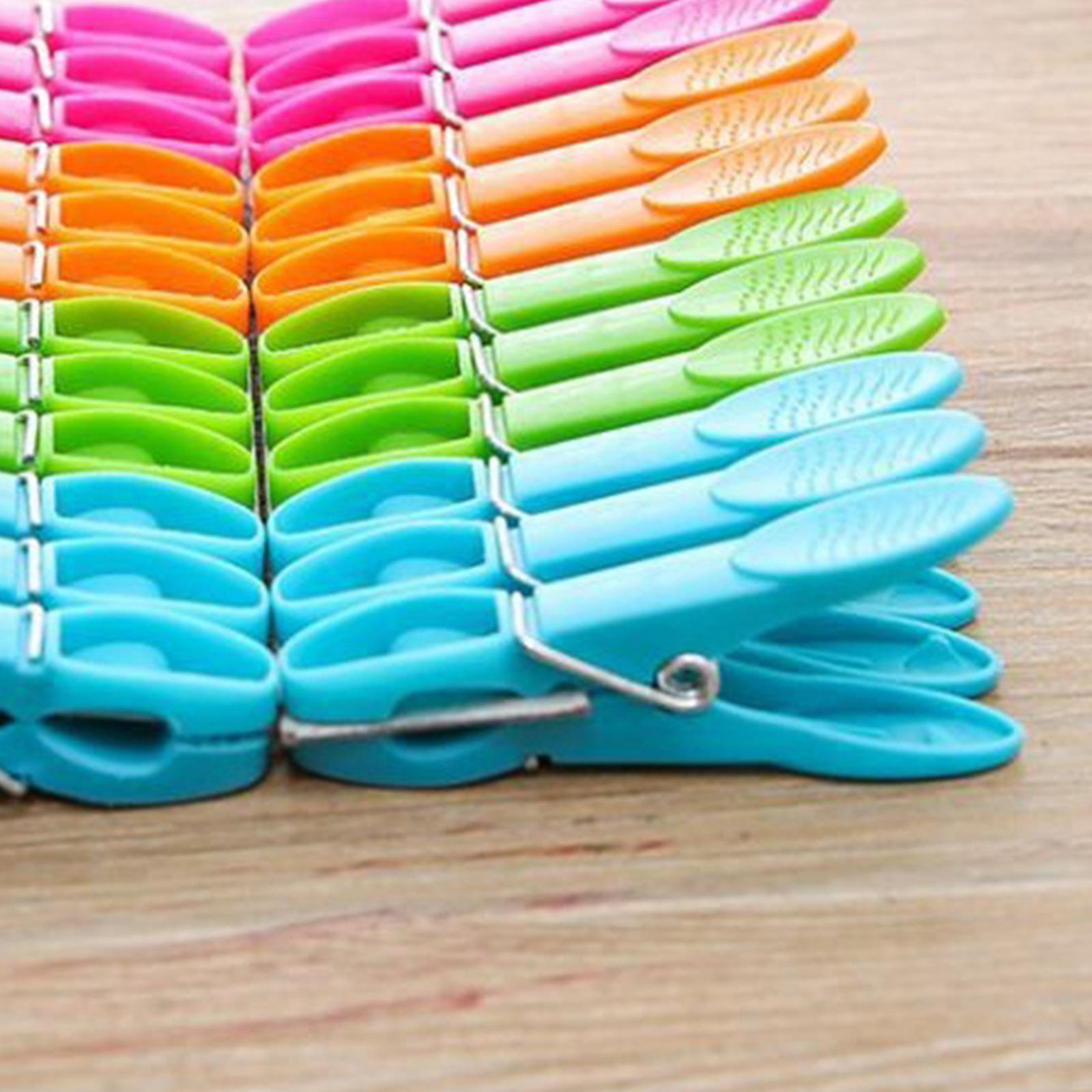 24x Plastic Clothespins Heavy Duty Laundry Clothes Pins Clips with Springs