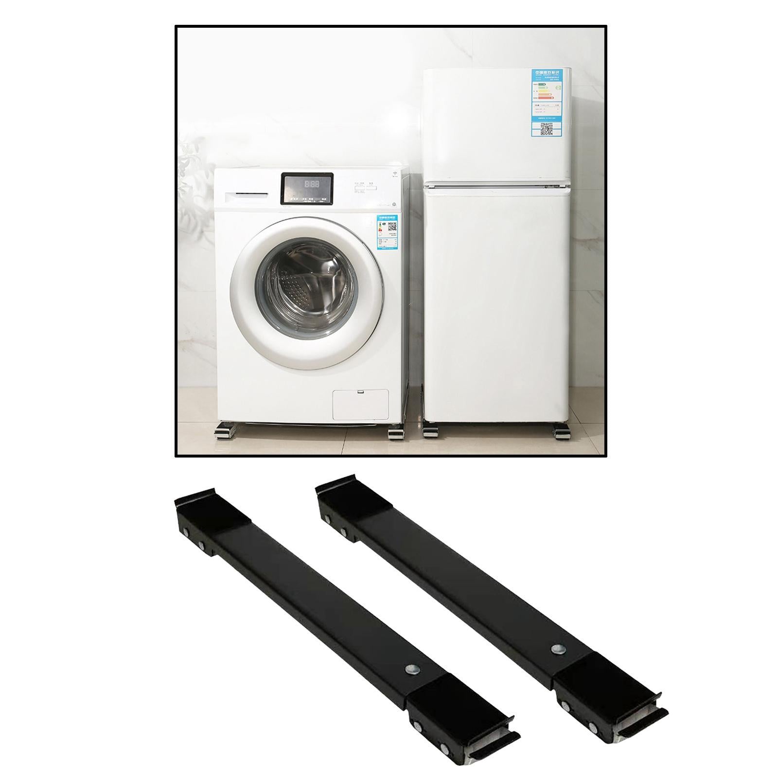 2Pcs Drum Washing Machine Refrigerator Mobile Base Stand Brackets Black