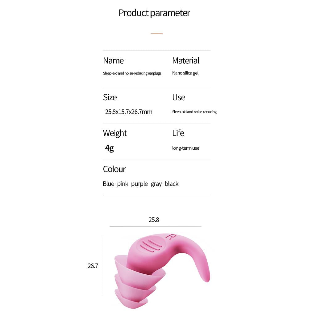 Noise Reduction Ear Plugs Silicone Sound Blocking for Sleep Snoring Swimming Pink