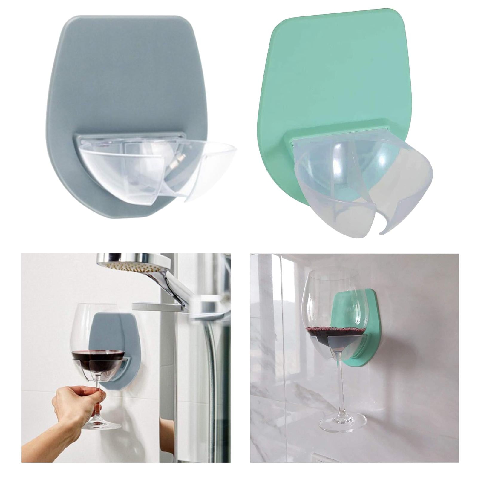 Wine Glass Holder for Bath Shower Home Bedside Bathroom for Wine Gray