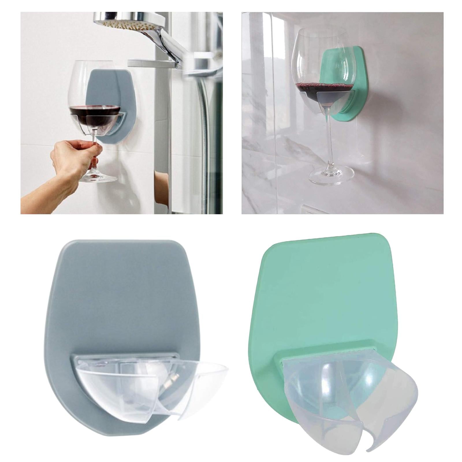 Wine Glass Holder for Bath Shower Home Bedside Bathroom for Wine Gray