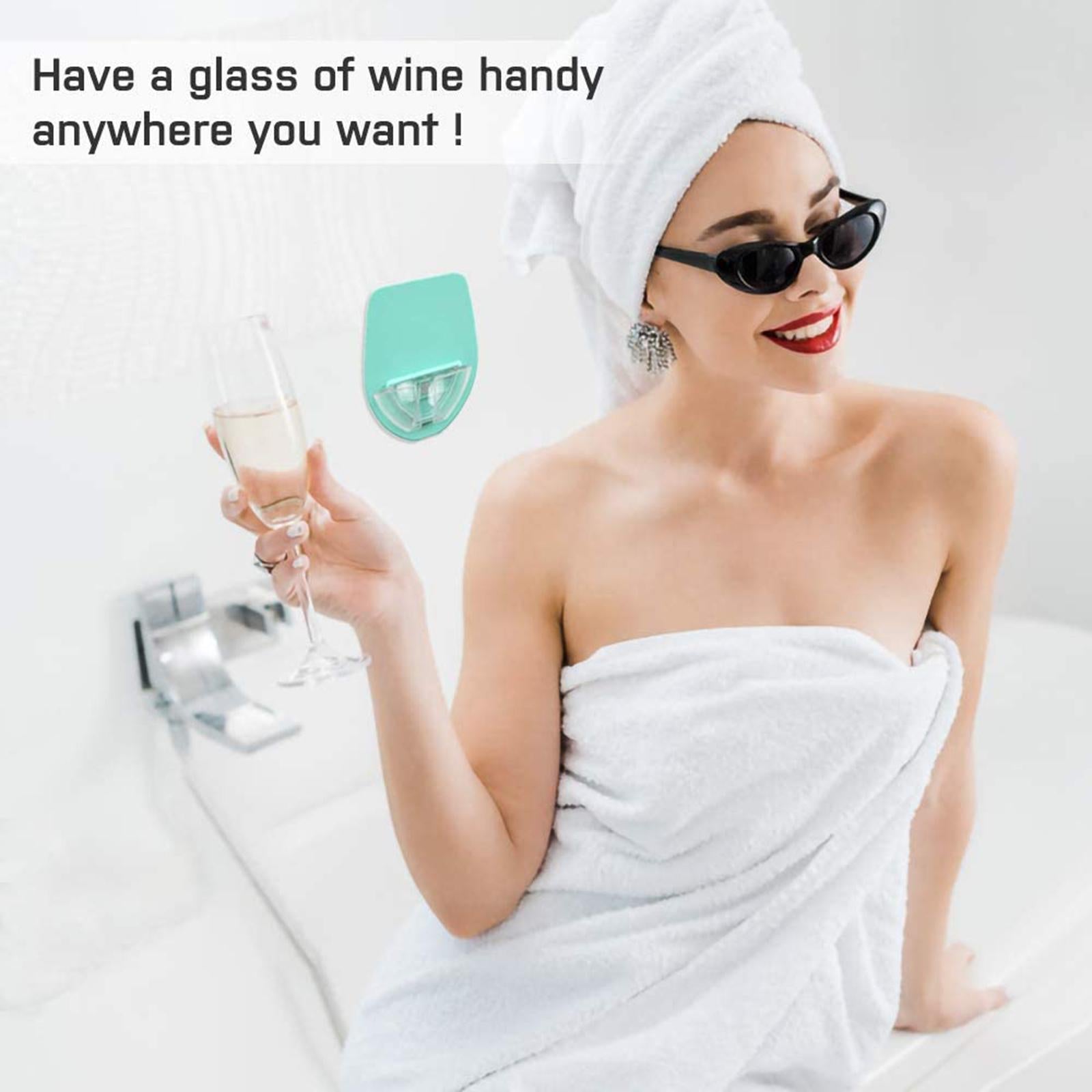 Wine Glass Holder for Bath Shower Home Bedside Bathroom for Wine Green