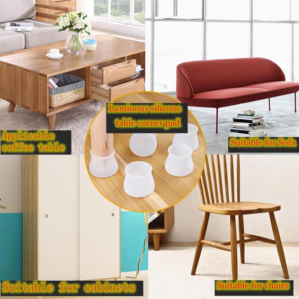 Silicone Table Chair Leg Protection Cover Furniture Feet Pad White 24PCS