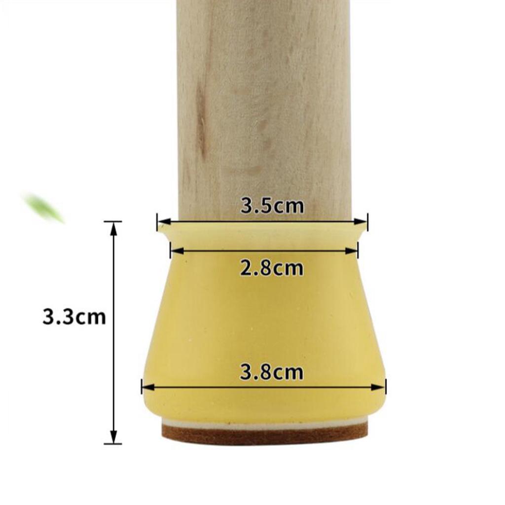Silicone Table Chair Leg Protection Cover Furniture Feet Pad Yellow 24PCS