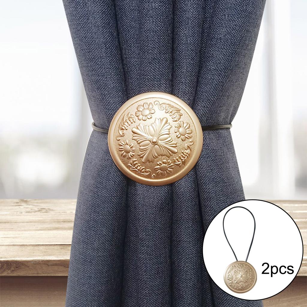 1Pairs Magnetic Curtain Tie Back Curtain Tieback Holder Clips Golden