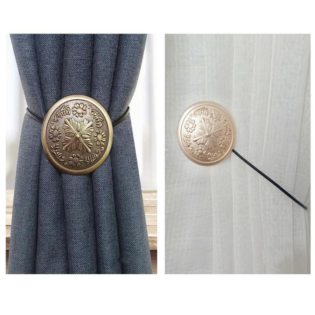 1Pairs Magnetic Curtain Tie Back Curtain Tieback Holder Clips Golden