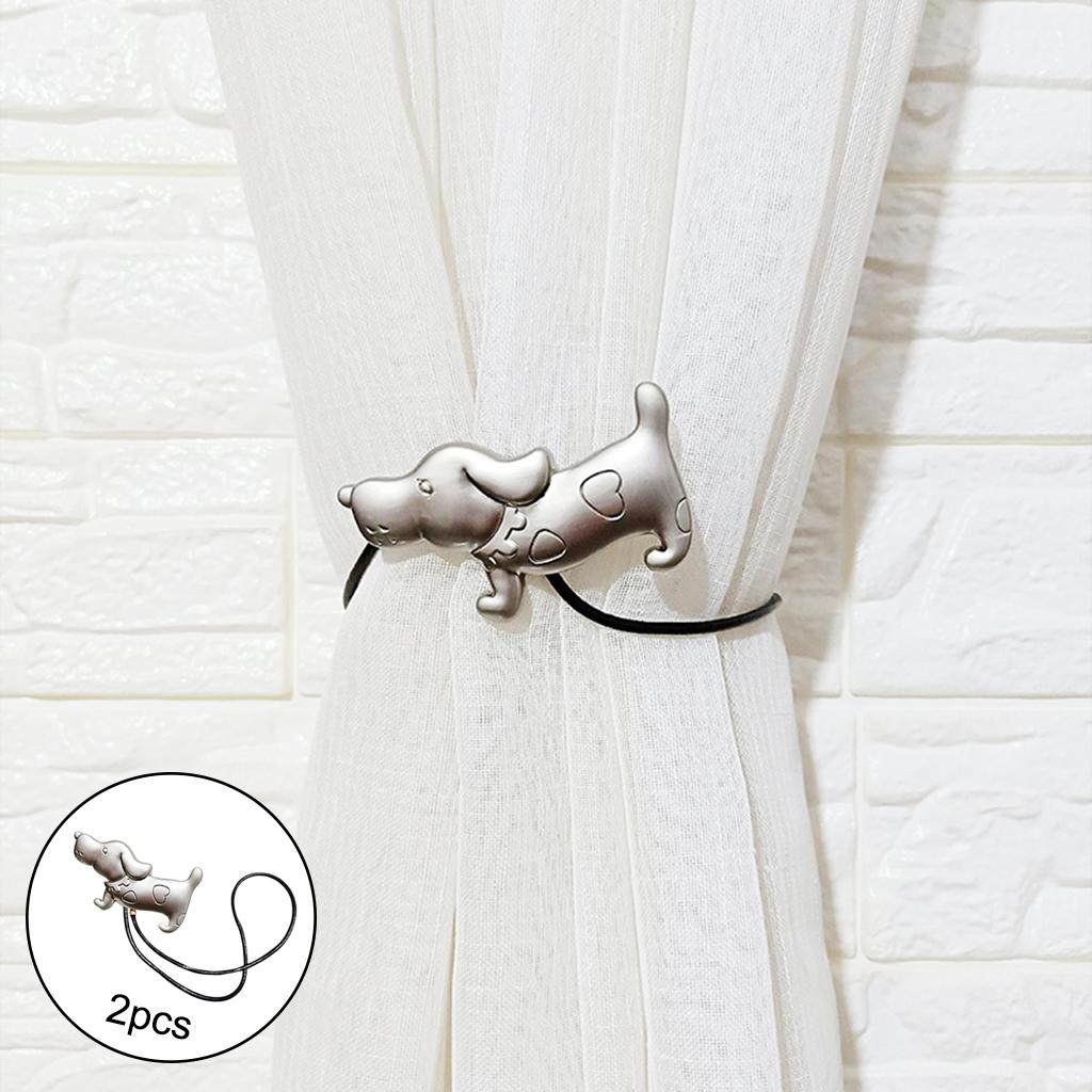Magnetic Curtain Tie Backs Holdbacks Buckle Curtain Clips Rope Strap Silver
