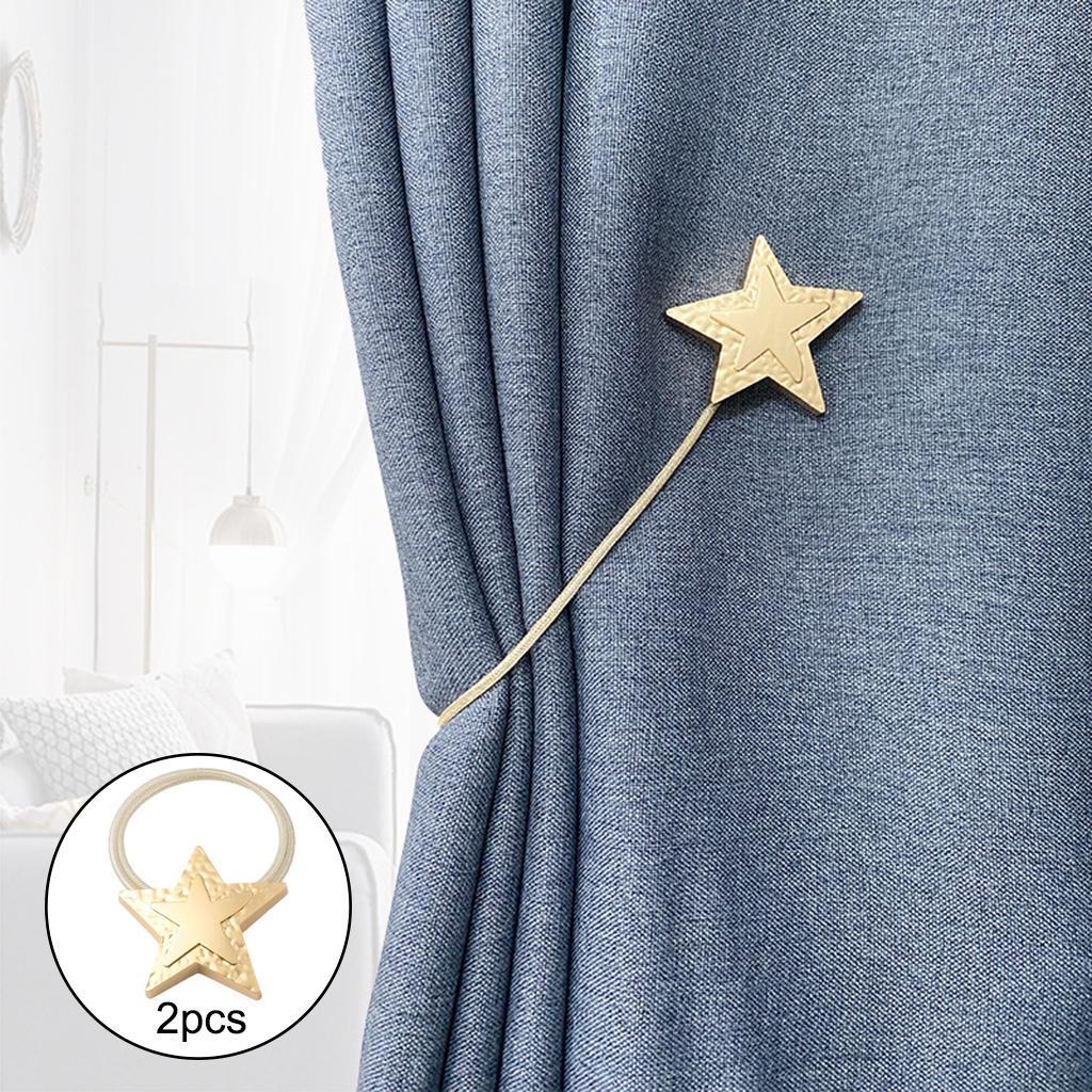 1 Pair Magnetic Curtain Tiebacks Clips Hold Curtains Drape Bedroom Decor gold