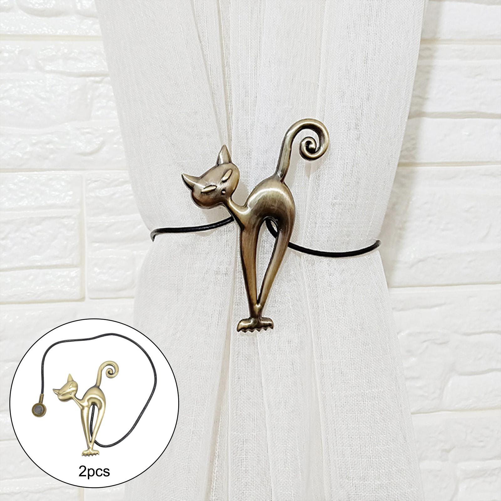 1Pairs Cat Curtain Tiebacks Magnetic Drape Holders Holdbacks Copper