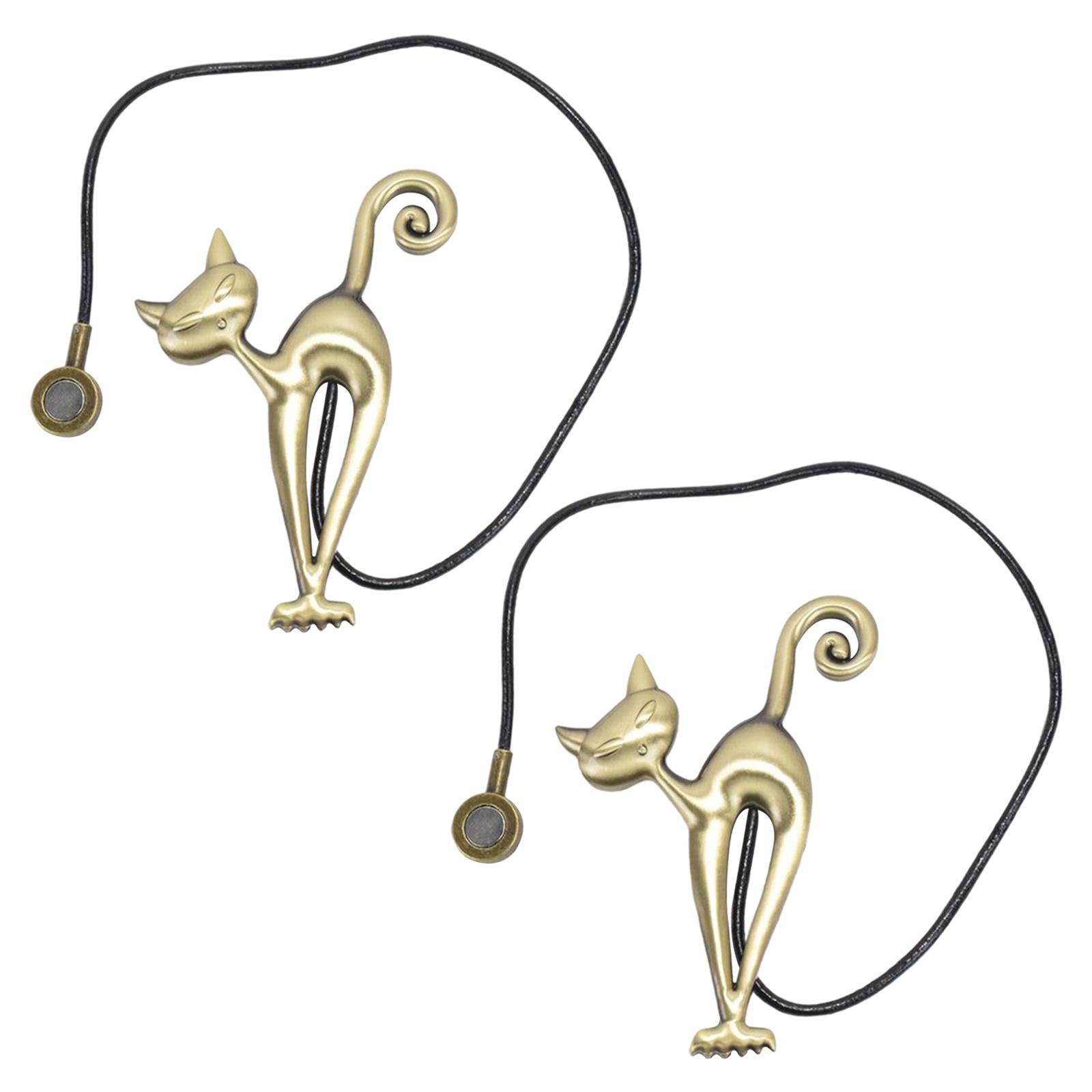 1Pairs Cat Curtain Tiebacks Magnetic Drape Holders Holdbacks Copper