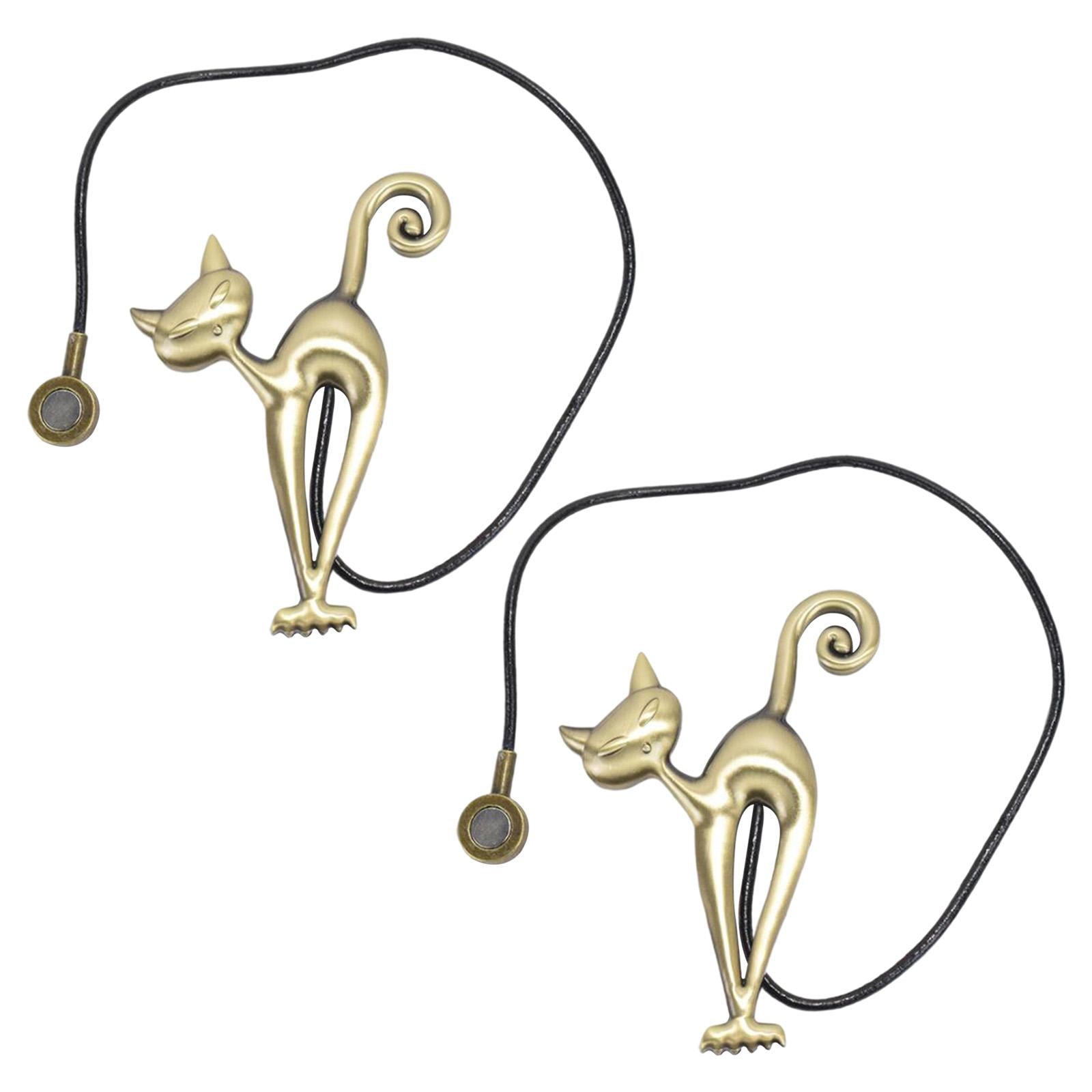 1Pairs Cat Curtain Tiebacks Magnetic Drape Holders Holdbacks Copper