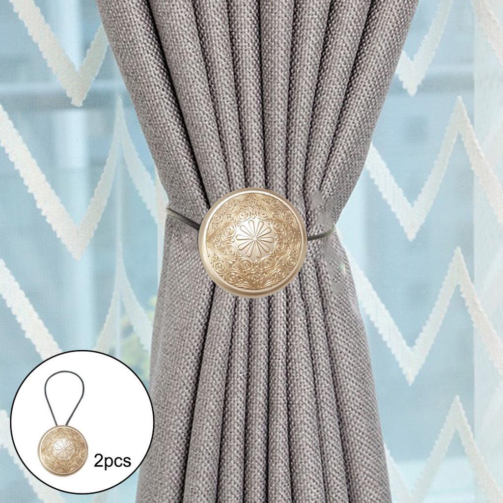 2pcs Magnetic Window Curtain Tiebacks Drape Buckle Holder Golden