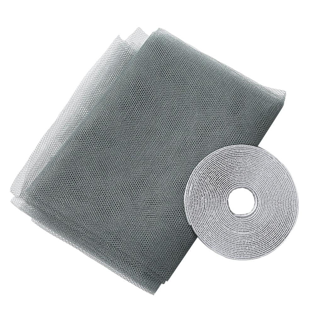 Window Fly Screen Mosquito Net Shield for Windows DIY Size Grey 1.3x1.5m